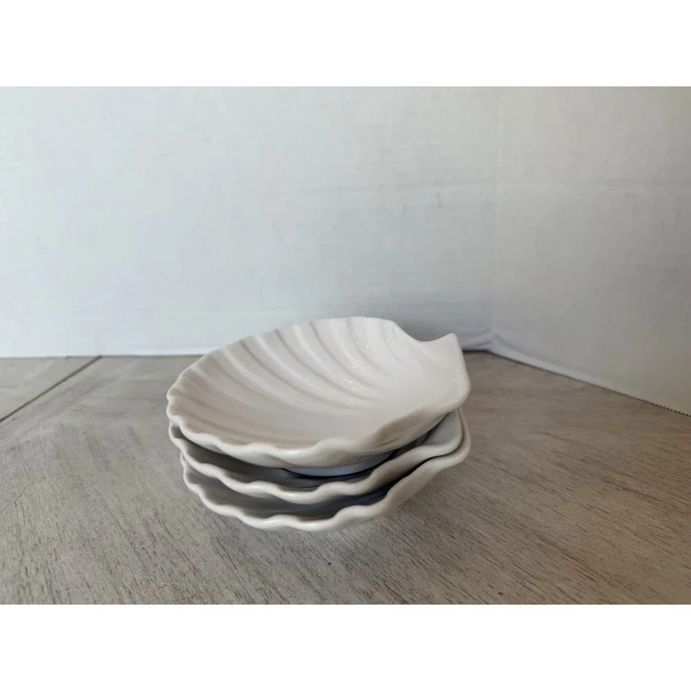 Revol La Porcelain Stamped Seashell Pieces Plate 1970s‎ French Vintage Set Of 3